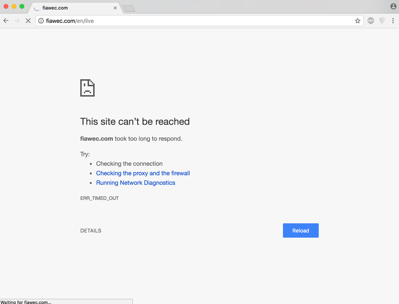 Sometimes the page refused to load entirely. Screencap via Google Chrome, because WEC loaded nothing.